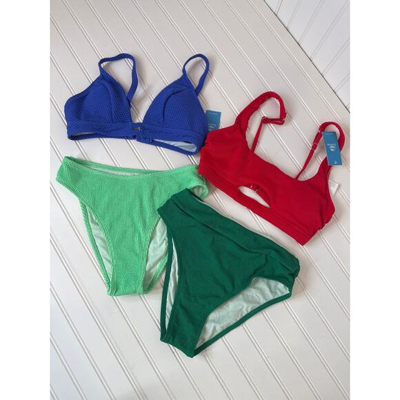 NWT Cupshe Two Piece Swimsuit Bikini Bralette Triangle High Waist BUNDLE Size S - Picture 1 of 5